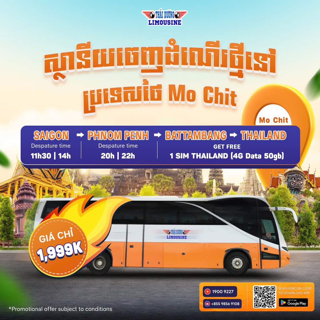 Thai Duong airbus - bus to Cambodia - xe đi Campuchia