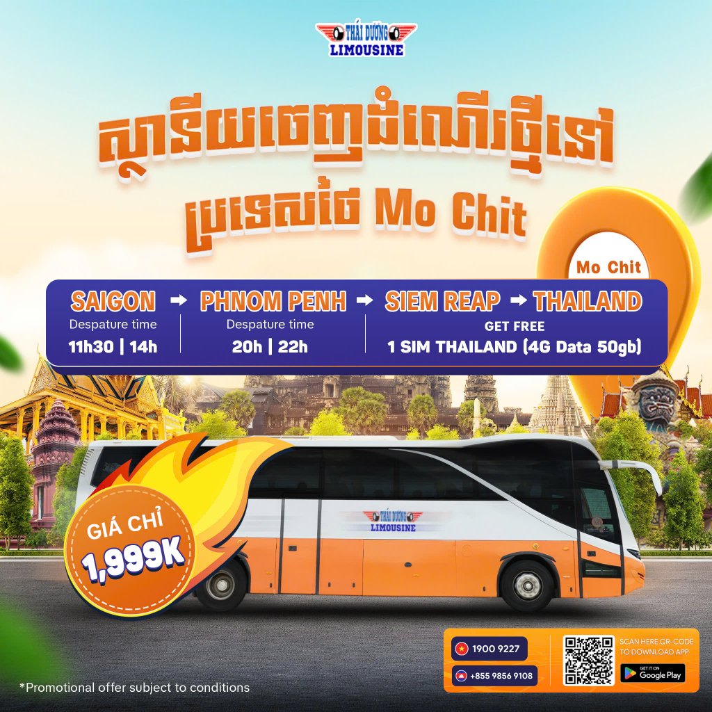 Thai Duong airbus - bus to Cambodia - xe đi Campuchia