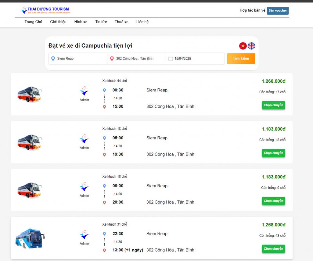 Xe Siem Reap đi Việt Nam