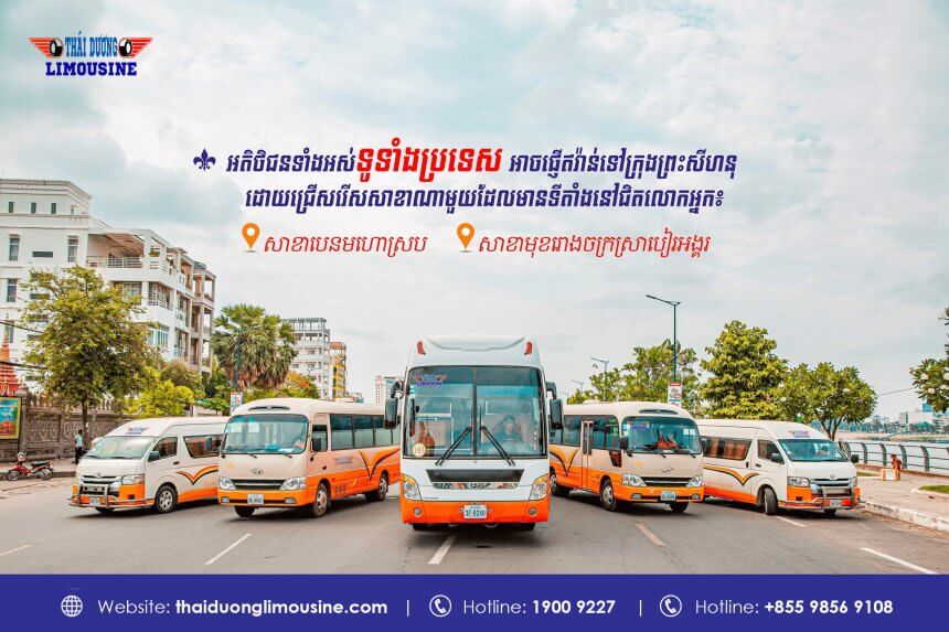 Thuê xe Limousine đi Campuchia Thai Duong airbus - bus to Cambodia - xe đi Campuchia