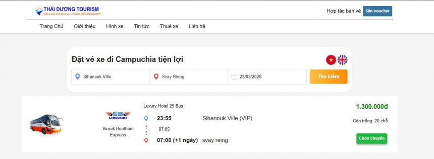 Thuê xe Limousine đi Campuchia Xe từ Sihanoukville về Bavet