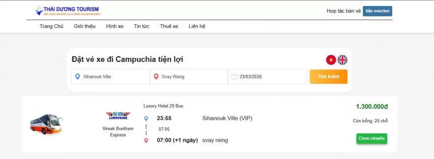 Thuê xe Limousine đi Campuchia Xe từ Sihanoukville về Bavet