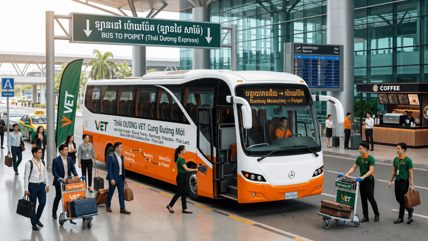 Thuê xe Limousine đi Campuchia Thai Duong airbus - bus to Cambodia - xe đi Campuchia