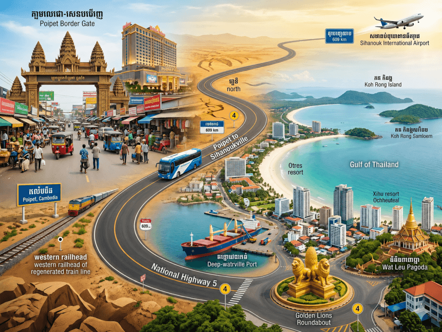 Thuê xe Limousine đi Campuchia Xe từ Poipet về Sihanoukville