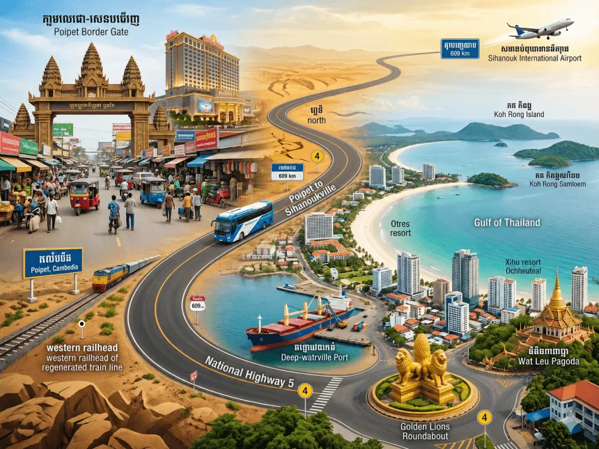 Thuê xe Limousine đi Campuchia Xe từ Poipet về Sihanoukville